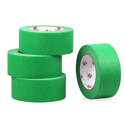 BOMEI PACK Green Painters Tape 2 inch Wide, Medium Adhesive Green Masking Tape 2 inch x 55 Yards (220 Total Yards) 4 Rolls, Residue-Free Wall Trim Tape for Painting, DIY Crafting, Decoration