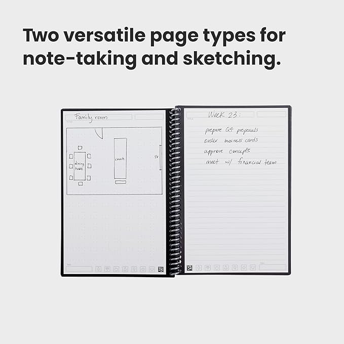 Rocketbook Fusion Hybrid Reusable Planner and Notebook in One, Additional Blank Pages, Goal and Project Tracker, Undated Planner, Executive Size 6x8.8, Black (Pack of 1)
