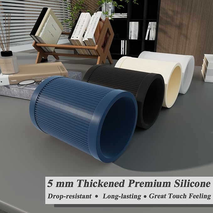 Aesthetic Pen Holder For Desk, Modern Silicone Pencil Holder, Stylish Office Desk Decor, Made of 5 mm Thickened Premium Silicone, Office Desk Organizer And Accessories (White)