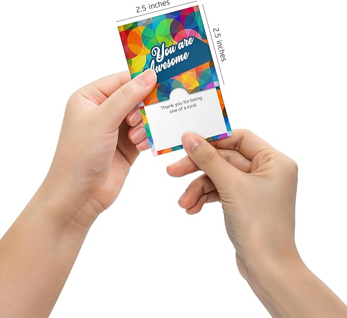 Dessie Awesome Mini Encouragement Cards - 40 Unique Cards w/Inspirational Messages, 2.5" x 2.5". Employee & Teacher Appreciation Gifts in Bulk