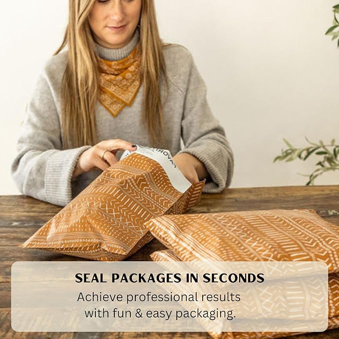 Poly Mailers 14.5x19 Inch 50 Pack Extra-Large Shipping Bags | Strong Thick Mailing Envelopes | Self-Adhesive | Waterproof & Tear Resistant | Small Business Packaging for Clothing - Boho Brown