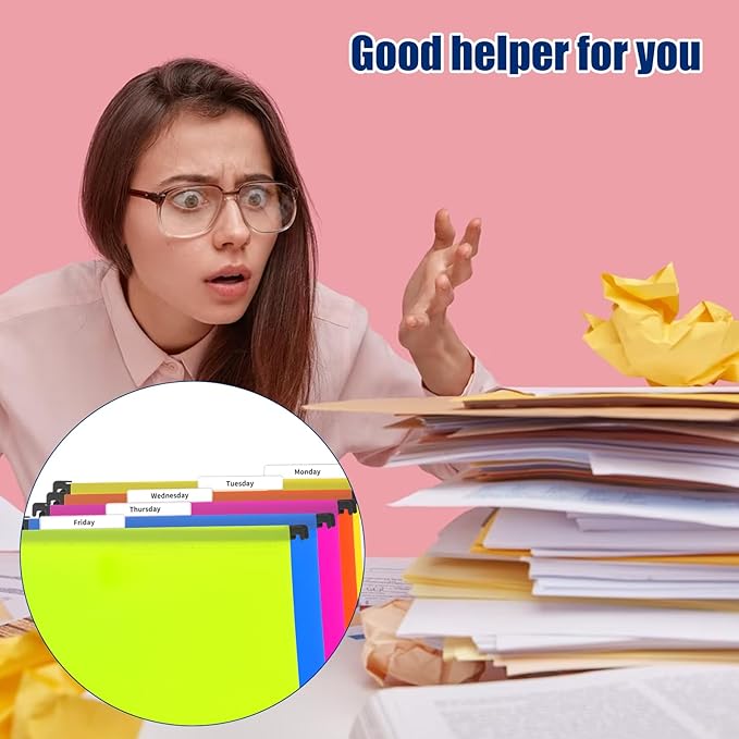 50 Pcs 3 1/2 Inch Hanging File Folder Tabs - Plastic Insertable Tabs for Folders and Inserts - Clear File Organizer for Back to School, Office Room