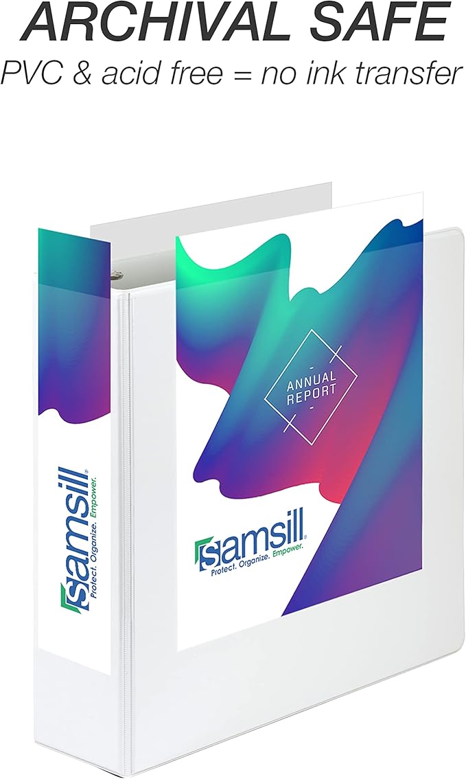 Samsill Durable 3 inch 3 Ring Binder, Made in USA, D Ring Binder, FSC 100% Recycled Chipboard, White, 12 Pack