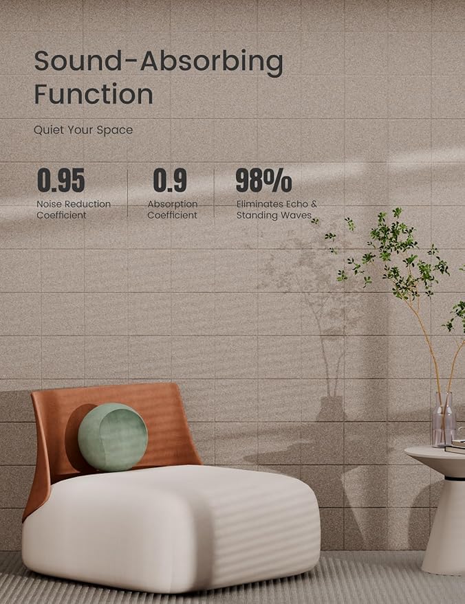 Bumusty Large Cork Board Alternative-36 x24 Felt Bulletin Board Tiles, with 30 Pushpins, 40 Adhesive Tabs, 6-Pack Slat Wall Paneling, Cork Boards for Office Push Pin Board Felt Board-Oatmeal