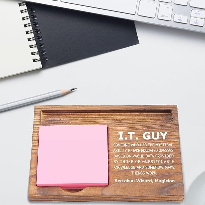 Funny IT Guy Sticky Note Holder, Tech Support Appreciation Gift, Geeky Desk Organizer for IT Professionals, Programmers, Self-Stick Note Pad Holders EDP122