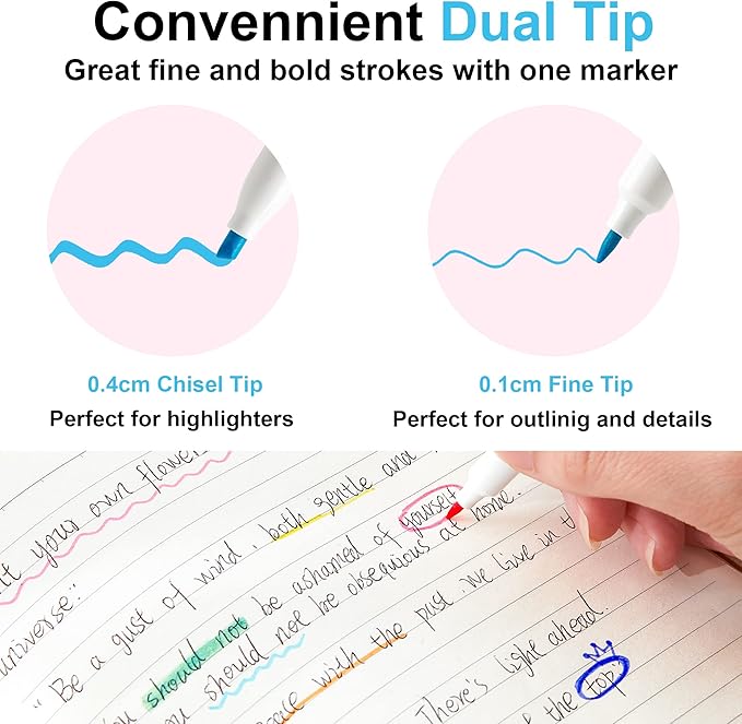 Shuttle Art 30 Colors Highlighters, Pastel Highlighter Pens Assorted Colors, Dual Tip Mild Color Highlighter Markers, Perfect for Teens, Kids and Adults Coloring, Underlining, Highlighting