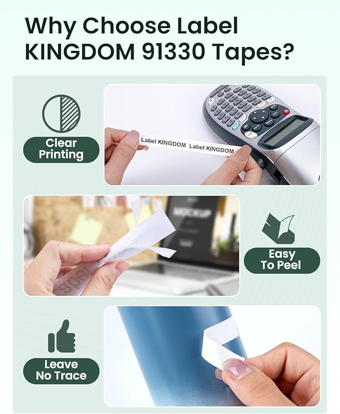 6-Pack 91330 Compatible with Dymo LetraTag Label Tape Refills, 12mm x 4m (1/2" x 13') White Paper Compatible with Letra Tag Label Makers LT-100H, LT-100T, Easy-Peel, Strong Adhesive, Clear Printing