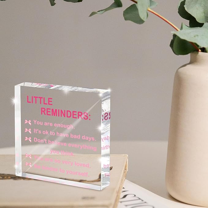 Pink Bow Desk Decor - 4 Inch Coquette Style Office Accessories, Cute Bow Motivational Decor for Bedroom, Pink Aesthetic Employee Appreciation Gift for Desk, Bathroom & Home