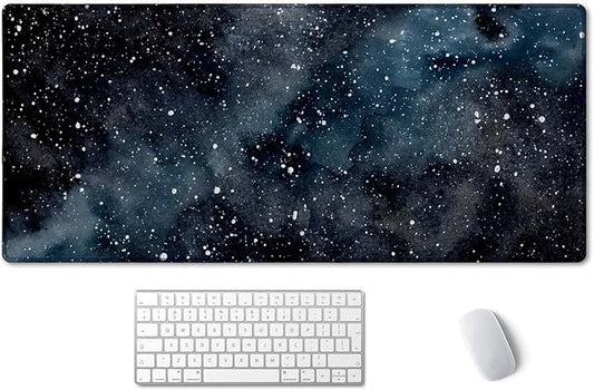 SSOIU Extended Gaming Mouse Pad (35.5x15.7 in) Dark Starry Deep Space Desk Mat, Cute Galaxy Desk Pad
