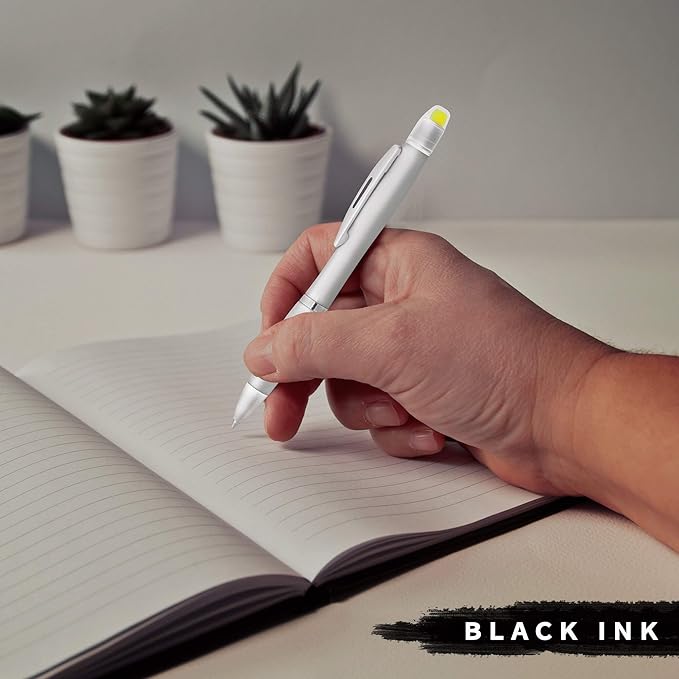 DISCOUNT PROMOS 10 Marathon Gel Highlighter Pens Pack - Twist Mechanism, Ballpoint - Silver