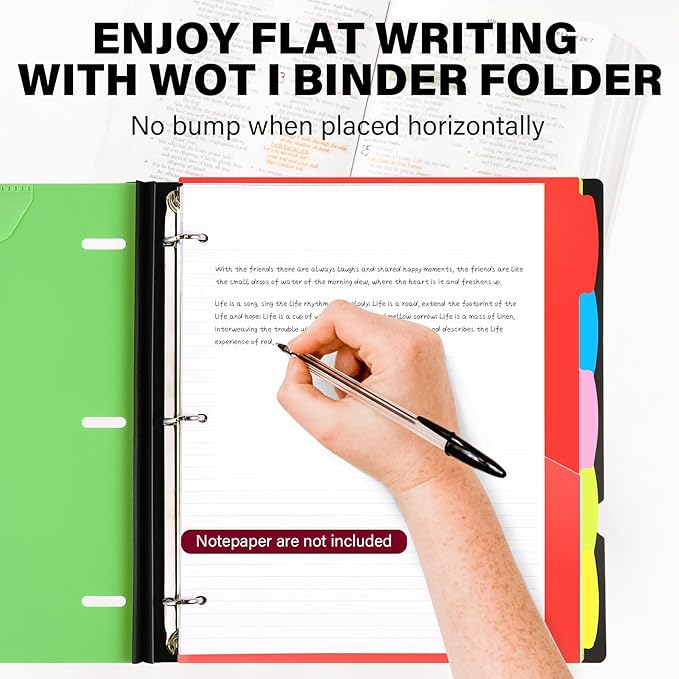 WOT I Telescoping Project Organizer, Refillable Binder with Dividers and Pockets, 13 Pocket Folders, 1 Inch 3 Ring Binder, Green