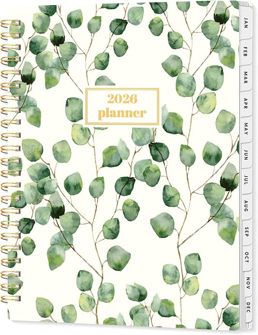 SUNEE Planner 2026 Weekly and Monthly, January 2026-December 2026, 6.4"x8.3", Tabs, Note Pages,Spiral Binding, Eucalyptus