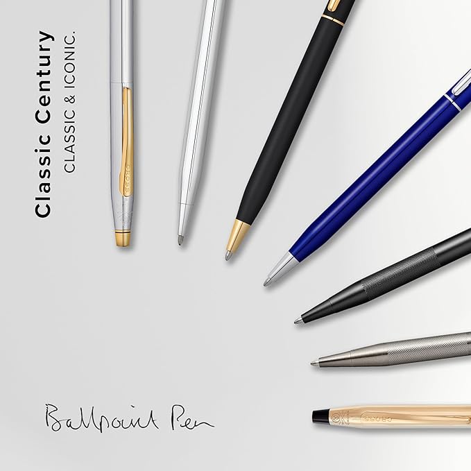 Cross Classic Century Refillable Ballpoint Pen Presented in a Luxury Gift Box - Medium Point, Black Ink, Black & Gold