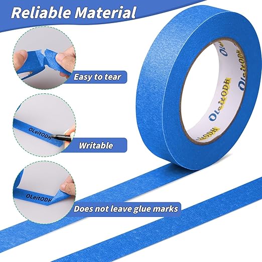 4 Rolls Blue Painters Tape Bulk 4 inch x 60 Yards, Total 240 Yd, Painters Masking Tape No Residue Wall Painting Tape Artist Tape Trim Edge Finishing Tape for Wall Painting Decoration DIY Supplies