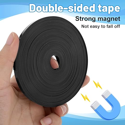 Black Magnetic Tape Roll Thin Strips, 1/4 inch x 25 feet Magnetic Whiteboard Graphic Decorative Tape Marking Line for Classroom Office Fridge Charts Graphic Decorative (2)