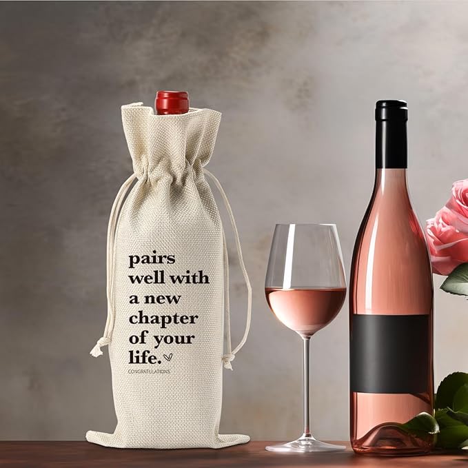 XFW Funny New Chapter Wine Bag Card Set Coworker Leaving Gifts for Women Men Farewell Gifts for Coworkers Goodbye gifts for Friends Retirement Going Away Card for Coworker
