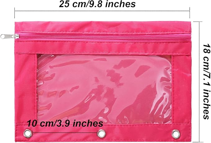 Boao 60 Pcs Pencil Pouch for 3 Rings Binder Pencil Bags Bulk with Zipper Colorful Case Stationery Bag with Clear Window for Office Supplies