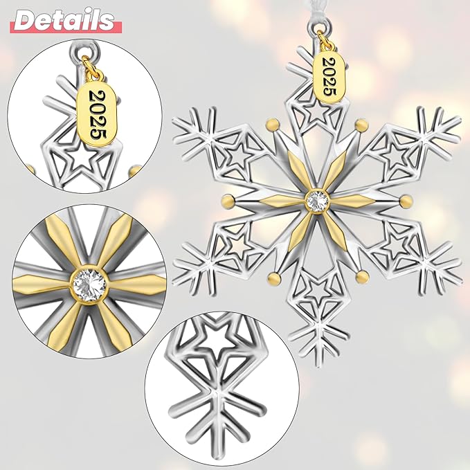 Christmas Tree Ornaments – 2025 Snowflake Hanging Pendant of Car Charm Holiday Decorative Keepsake Gift Home Decor (1 Pieces-A (2025))