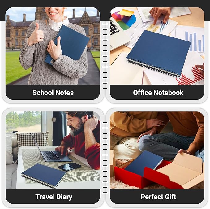 EUSOAR 5 Subject Notebook with Tabs, 1pcs B5 7.3"x10.2" Spiral College Ruled, 100GSM 120Sheets/ 240Pages of Lined Paper, Thick Hardcover, for Journal Students, Office and Business, Royal Blue