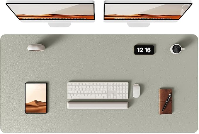 YSAGi Leather Desk Protector, Office Mat, Large Mouse Mat, Non-Slip PU Leather Blotter, Laptop Pad, Waterproof Writing Pad for Office and Home (Sage Green, 47.2" x 23.21")