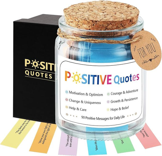 Positive Jar with 90 Positive Quotes Graduation Gifts for Dad Father Teacher Christmas Self Care Anxiety Stress Relief Unique Health Wellness Gifts for Women Man