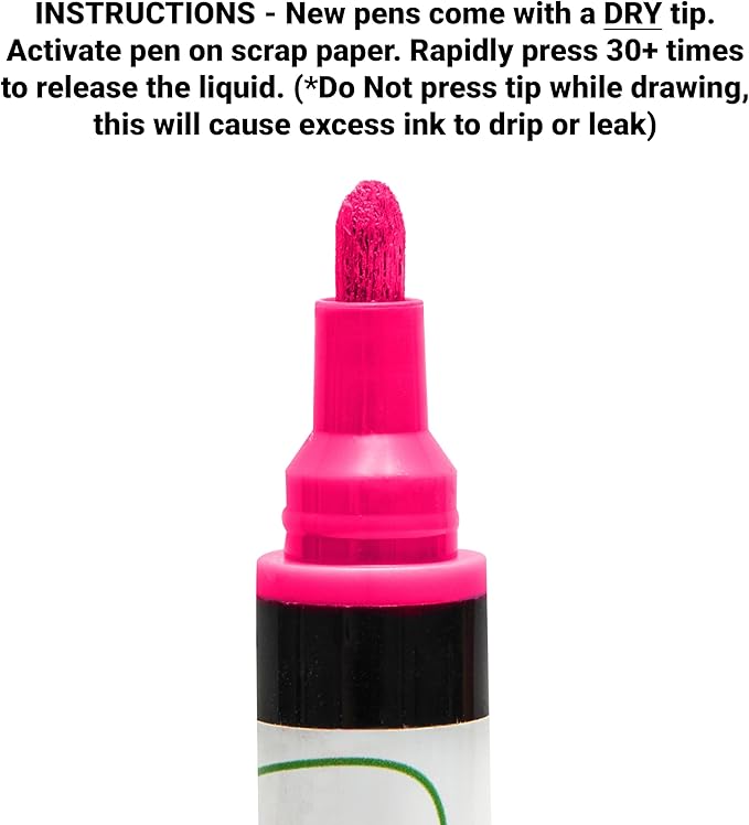 Glass Pen Window Marker: Liquid Chalk Pens for Glass, Whiteboard Markers with Washable Paint - Graduation, Car Windows, Mirror Pen, Storefront, Wedding, Parade, Party & Holiday (Pink, Fine Tip)