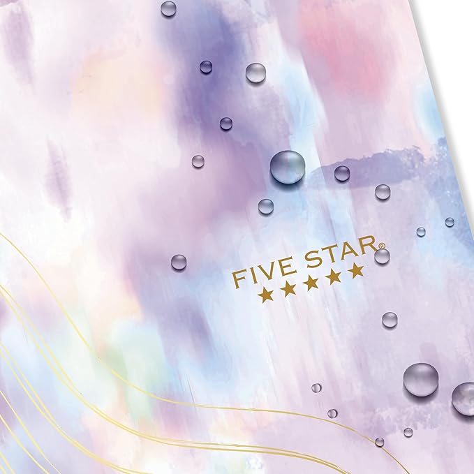 Five Star Spiral Notebook + Study App, 1 Subject, Wide Ruled, 8" x 10-1/2", 80 Sheets, Fights Ink Bleed, Water Resistant Cover, Pastel Tie Dye (930210F-ECM)