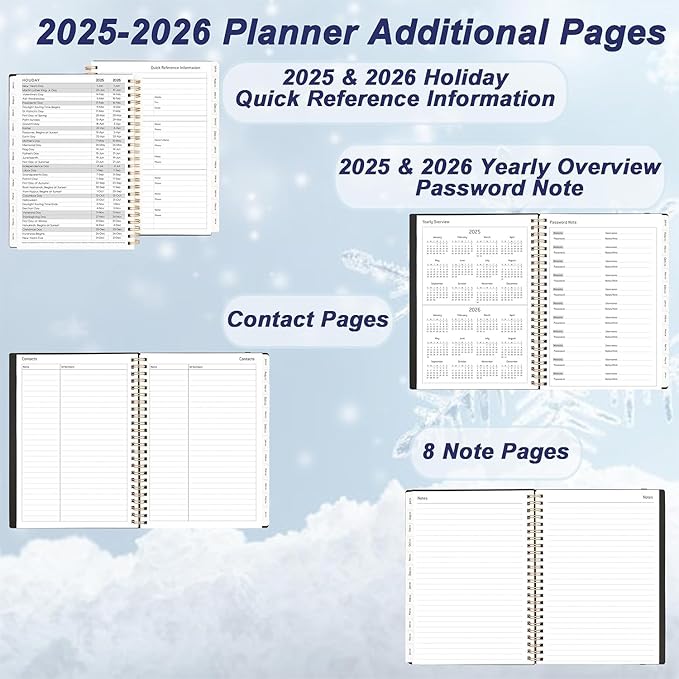 100 Pcs Daily Planner 2025-2026, Jul.2025-Jun.2026, 6.2" x 8.4", 2025 Planner Weekly and Monthly, Calendar Planner 2025 with Tabs & Pocket, Black