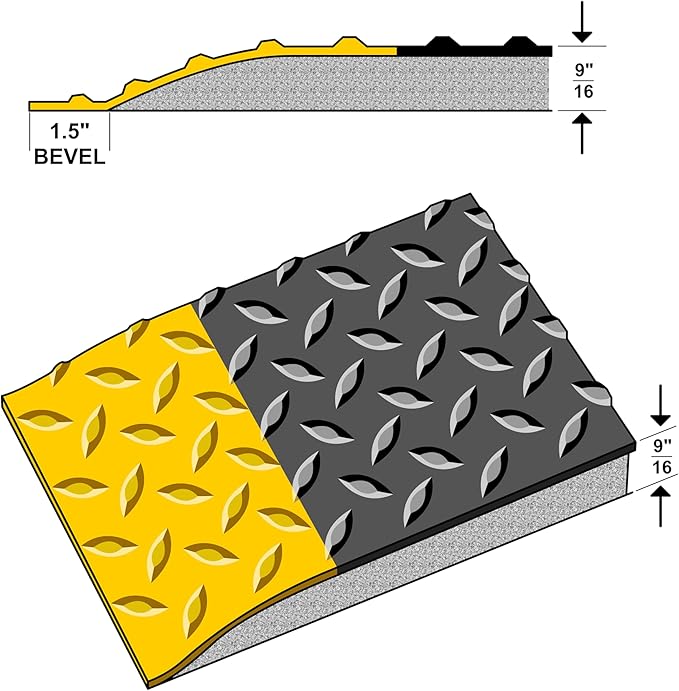 Rhino Mats, American Classic Diamond Anti-Fatigue Mats, Industrial Ergonomic Comfort Standing Mat for Work, Home, Garage, Office, Kitchen or Anywhere (Black/Yellow 9/16" Thick, 3 FT. x 8 FT.)