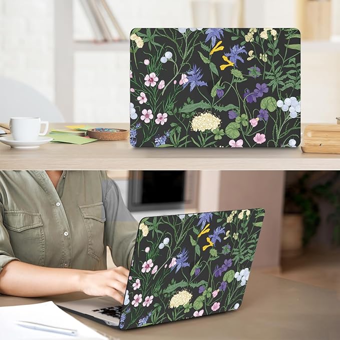 for MacBook Air 13 inch Case 2021 2020-2018 A2337 M1 A2179 A1932, Plastic Hard Shell Case&Keyboard Cover&Screen Protector&Webcam Cover Compatible with MacBook Air 13" Retina, Elegant Floral