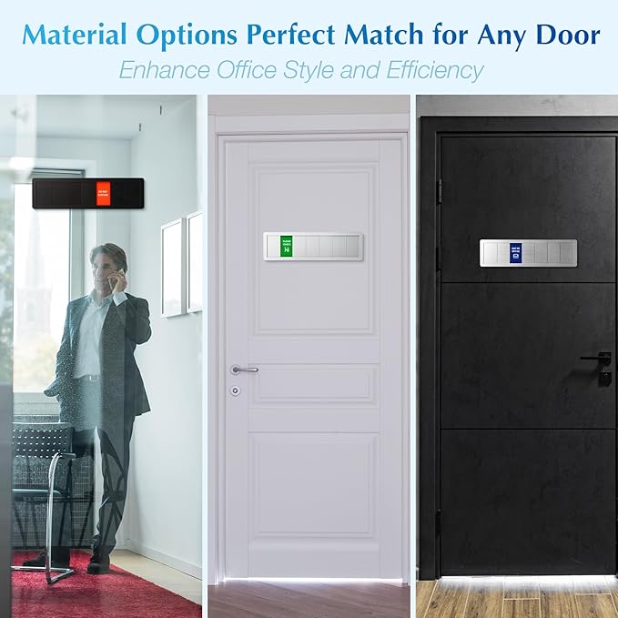 Office Door Signs,7 Options-Do Not Disturb, Out of Office, In a Meeting, Working Remotely,Please Knock, Back Soon, Come in Welcome Privacy Door Signs Available and Away for Conference Room & Meeting
