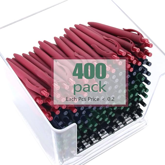 deegtran Pens Bulk, 400 Pack No Bleed Black Ink Pens, Retractable Ballpoint Pens, Pens Medium Point, Smooth Ink Pens, 1.0MM Black Ink