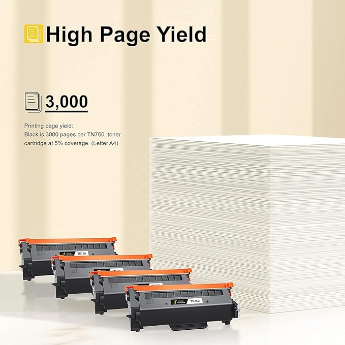 SHEENGO Compatible Toner Cartridge Replacement for Brother TN760 TN-760 TN730 TN-730 High Yield for HL-L2350DW DCP-L2550DW HL-L2395DW Hl-L2390DW HL-L2370DW Printer (4 Black)