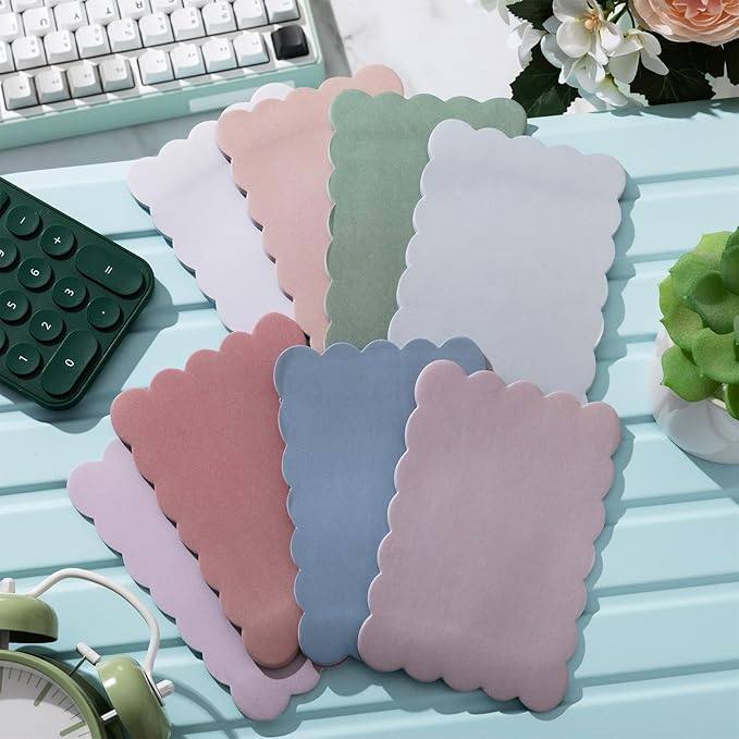 Eaasty 8 Pack Scalloped Sticky Notes Bulk Christmas Cute Self Sticky Note Pads Multi Color Bright Vintage Note Pads or School Office Supplies 240 Sheet(4" X 6",Colors Vintage)