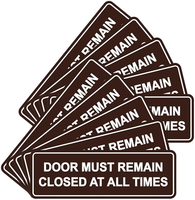 Signs ByLITA Standard Door Must Remain Closed At All Times Sign (Dark Brown) - Small 10 Pack