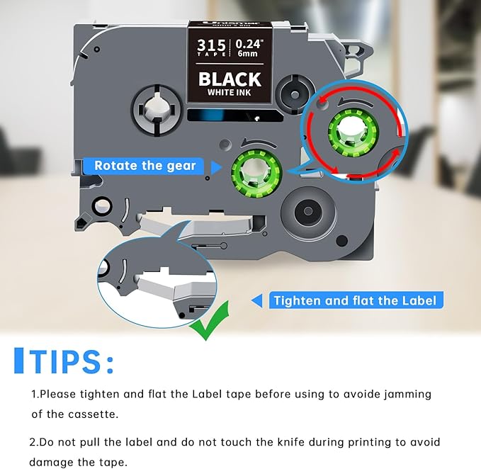 Unismar Compatible for Brother 6mm White on Black Label Maker Tape TZe-315 TZ315 TZe 6mm 0.23 Black Tape Work for PTD220 PTD200 PTD210 PTD600 PTD400 PTH100 PTH110 PT1280 PT1890, 1/4'' x 26.2', 4-Pack