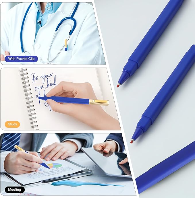 6 Pack Gel Pens Blue 0.5 mm Medium Point Blue Gel Ink Pens with Cap Quick Drying Ballpoint Pen Smooth Writing Fine Point Pen for Journaling School Office Supplies