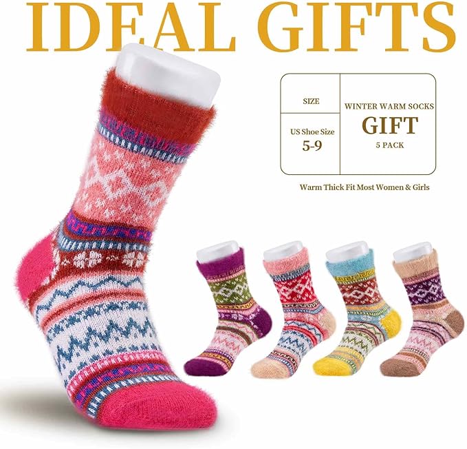 5 Pairs Fuzzy Soft Cozy Comfortable Socks for Women, Casual Sleep Comfy Socks, Perfect Warm Winter Gifts for Women
