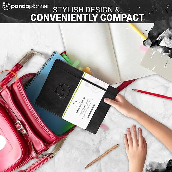 Panda Planner Pro A4 Daily Planner 2026 – 6 Month Large 8.5x11 Undated Academic & Productivity Planner with Daily, Weekly & Monthly Calendar, Work Planner, Goal Tracker, Habit Tracker & Personal Development Organizer – Black