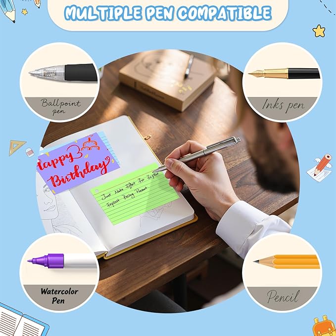 600 Pcs Index Cards 3x5, Colored Index Cards With Ring, 6 Colors Flash Cards with Rings, Flashcards for Studying, Heavy Bright Note Cards 3 x 5, Colored Notecards 3x5 Lined for Office, Home, School