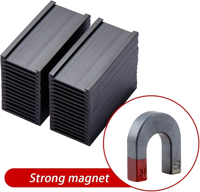 Eeoyu Magnetic Label Holders with Magnets Magnetic Data Card Holders with Clear Plastic Protectors for Metal Shelf, Whiteboard, Set of 50 (1 x 2 Inch)