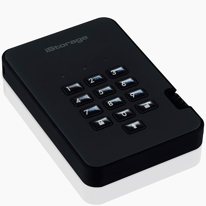 iStorage diskAshur2 HDD 500 GB | Secure Portable Hard Drive | Password Protected | Dust/Water-Resistant | Hardware Encryption