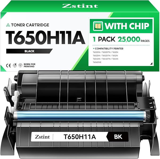 T650H11A Toner Cartridge with chip Black High Yield 1-Pack Replacement for Lexmark T650H11A Toner Compatible with Lexmark T650DN T650DTN T650N T652DN T652DTN T652N T654DN T654DTN T654N T656DNE Printer