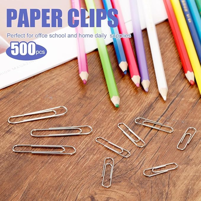 Paper Clips, 500 Pcs Assorted-Size Paperclips, Premium Silver Paperclip Large Medium and Small, Rustproof Metal Paper Clips for Office, School, Home