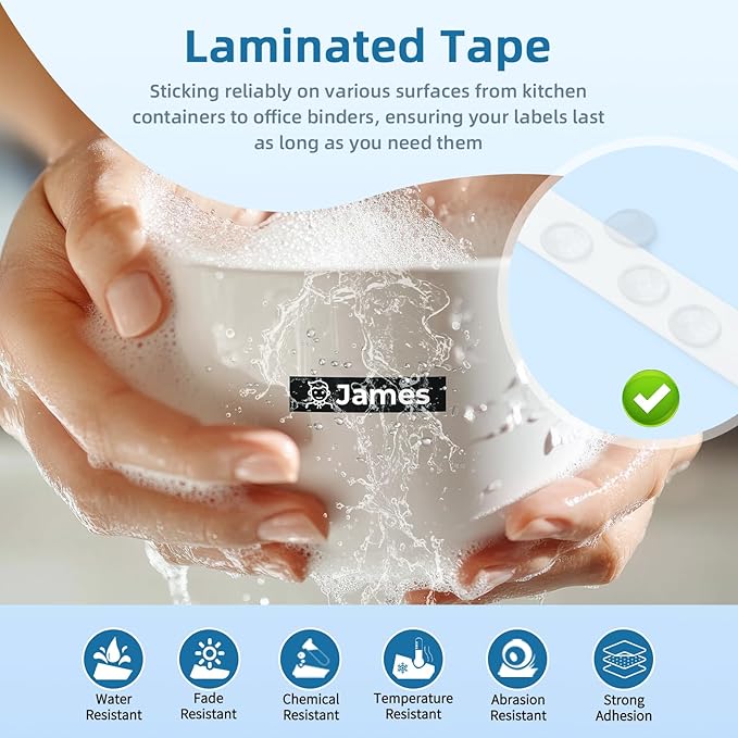 Airmall Label Maker Tape Black Replacement for Brother Ptouch Tape 12mm 0.47 White on Black Tze-335 Tze335 TZe TZ 12mm 0.47 Laminated for Brother PT-D210 PT-D220 PT-H110 PT-D400 PT-D600, 4-Pack