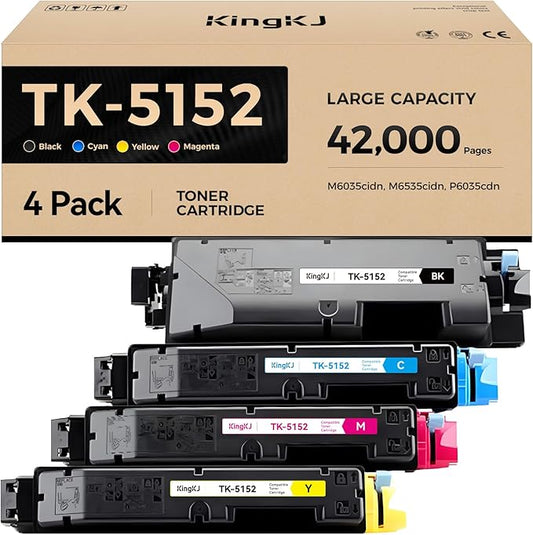 TK-5152 TK5152 Toner Cartridges 4Pack High Yield Replacement for TK-5152K TK-5152C TK-5152M TK-5152Y Compatible with Kyocera ECOSYS M6035cidn M6535cidn P6035cdn Laser Printer Black Cyan Magenta Yellow