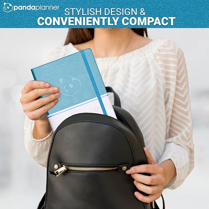 Panda Planner Classic A5 Daily Planner 2026 – Undated Daily Monthly & Quarterly Planner with Hourly Schedule, To Do List, Goal Planner, Habit Tracker, Gratitude Journal & Productivity Organizer – Cyan Blue