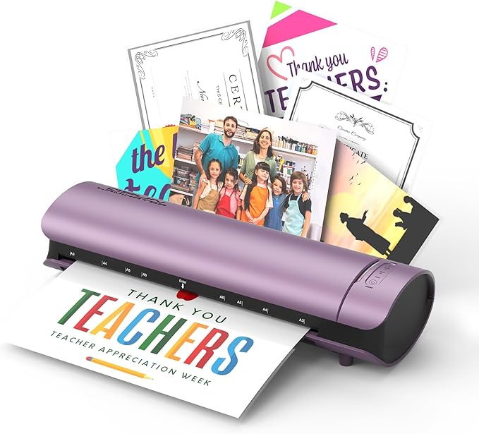 Office Presentation Laminator Machine 11x17 with Laminating Sheet A3/A4/A5, 3/5 Mil Thermal Cold Laminating Machine 13 inch Wide, 60s Warm-Up Lamination Machine, Personal Laminate Machine (Purple)