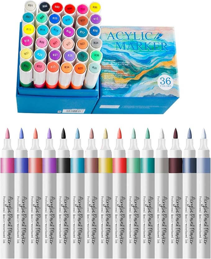 36 Colors Brush Markers Pens,Water-based Ink and Quick-Drying,Painting Supplies Perfect for Plastic Sheets Fabric Bags Ceramics Stone Pottery Wood and Handmade Crafts（36 Colors）