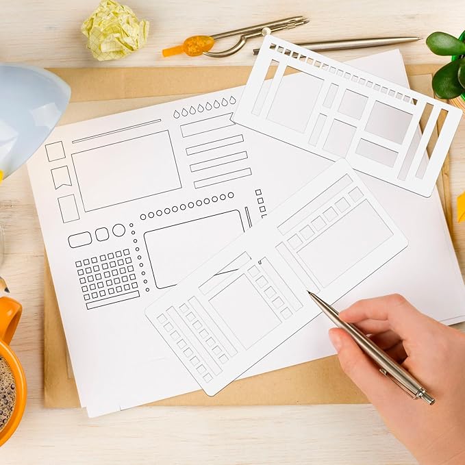 9Pcs Handmade Flexible Record Template, Reusable Drawing & Journaling Templates for Bullet Journals, Planners & Notes | Flexible Ruler Stencils for Home & Travel Use